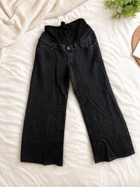 H&M MAMA Rhinestone Wide Leg Maternity Jeans- size L